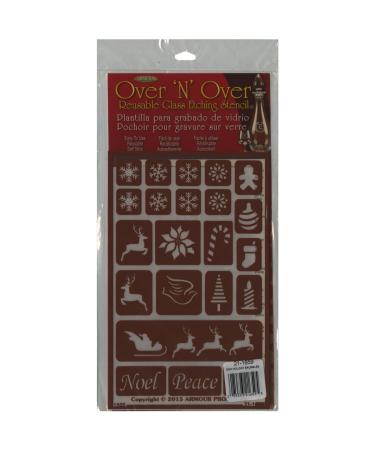 Armour Products 21-1659 Over N Over Glass Etching Stencil, 5-Inch by 8-Inch, Holiday Baubles