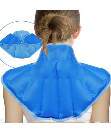 Neck Ice Pack Large Ice Pack for Neck and Shoulder Reusable Ice Pack for Injuries Upper Back Pain Relief Flexible Gel Wrap for Swelling Bruises Surgery Relief Therapy Blue