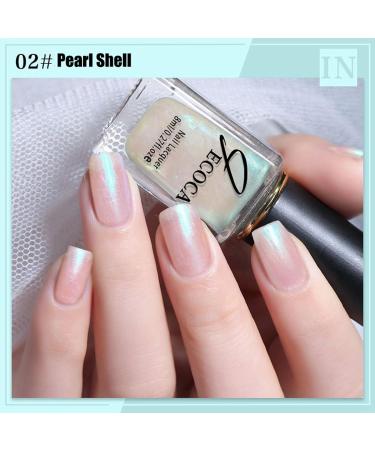 White Pearl Glitter Nail Polish - Chrome Nail Varnish Aurora White Nail Polish Gel Nail Pearlescent Shell Nail Polish Quick Dry No UV Needed(8ml) Pearl Shell - 02 - Buy Online on GoSupps.com