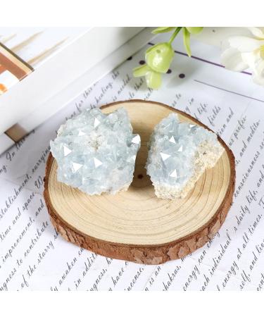 Soulnioi 2pcs Natural Raw Blue Celestite Mineral Irregular Healing Crystal Cluster for Meditation Therapy Home Room Decoration - Buy Online on GoSupps.com