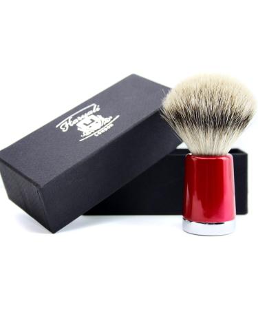 Premium Men's Badger Hair Shaving Brush with Silver Tip & Shiny Red Base | Stainless Steel Brush Stand | International Shipping Available - Buy Online on GoSupps.com