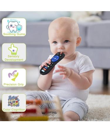 Vasdoo 2 Pack Silicone Baby Teething Toys for Boys Girls | Soothing Teether Chew Toys for Infants Toddler | Remote Control Shaped Teether Toy (0M+) - Black+Grey - Buy Online on GoSupps.com