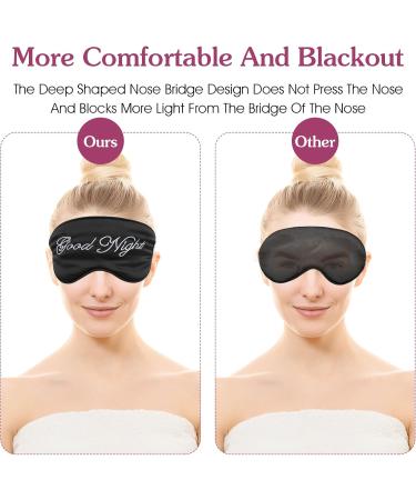 Sleep Mask 2 Pack Pure Silk Eye Masks with Adjustable Strap | Soft Satin Blindfold for Travel Napping & Meditation | Blackout Eye Shade for Men & Women (Black Powder - Buy Online on GoSupps.com