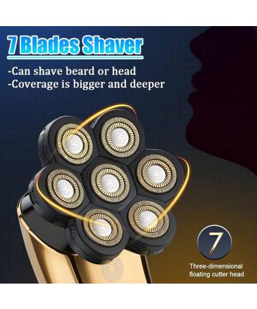 7 in 1 Electric Shaver for Men - Rechargeable 7D Bald Head Shaver with Floating Heads Trimmer and Facial Brush for Ultimate Grooming - Buy Online on GoSupps.com