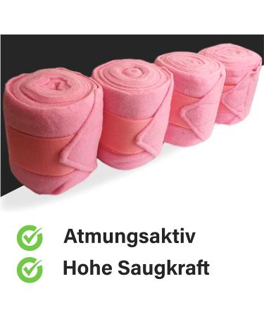 Fleece Horse Bandages with Velcro Fastener - 4 Set in Pink for Ponies | Practical Storage Bag Included - Shop Now! - Buy Online on GoSupps.com