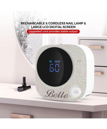 Buy Belle Cordless UV Nail Lamp - Rechargeable LED Gel Nail Light with 4 Timer Modes & Rhinestones | International Shipping Available - Buy Online on GoSupps.com