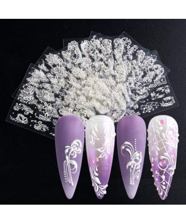 Flower Nail Stickers 5D Lace Engraved Nail Decal Self Adhesive Carving DIY Nail Art Style 3 Nail ornament - Buy Online on GoSupps.com