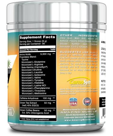 Amino Punch 5500 Mg Amino Acids Supplement - 30 Servings Pineapple Flavor | Best Value for International Shipping - Buy Online on GoSupps.com