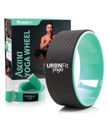 URBNFit Yoga Wheel - 12-Inch Roller Designed for Stretching & Flexibility to Help Back Aches & Tension - Made w/Durable Materials & Soft Foam Padding, Yoga Strap Included