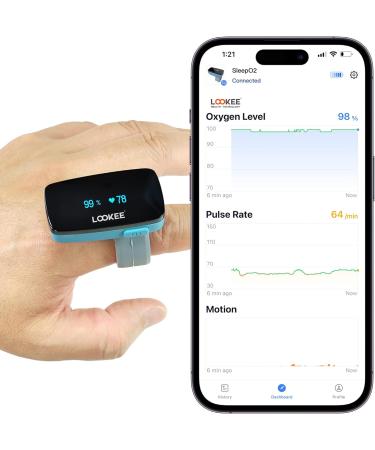 LOOKEE Ring Continuous Pulse Oximeter | Wearable Oxygen Monitor with Vibration Reminder | Rechargeable SpO2 & PR Tracker | Free App & Reports | International Shipping Available - Buy Online on GoSupps.com