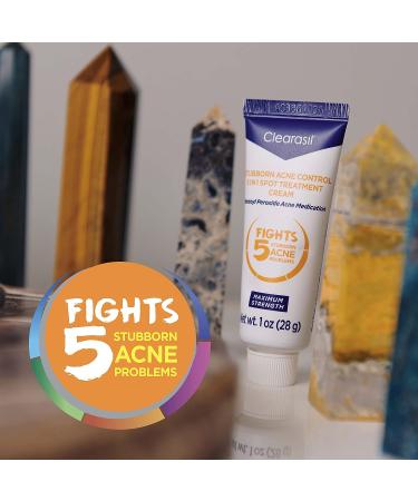 Clearasil Stubborn Acne Control 5in1 Spot Treatment Cream - 10% Benzoyl Peroxide - 1 oz - Buy Online on GoSupps.com