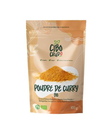 Organic Curry Powder - 100g. Curry Powder Without Salt. Typical Blend of Lightly Spicy Dried Spices. For Indian Cuisine Dishes and Recipes. Organic Ingredients and No Additions.