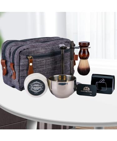 Grandslam Shaving Kit for Men - Safety Razor 10 Blades Brush & Soap Cream - Premium Gift Set - Buy Online on GoSupps.com