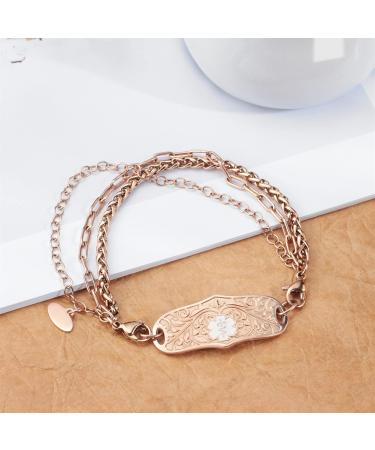 Custom Medical Alert Bracelets for Women - Personalized Engraved Emergency ID Jewelry 6-9 Inches Rose Gold Medical Awareness Bracelet - Buy Online on GoSupps.com