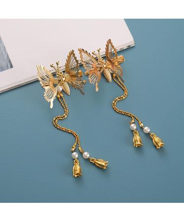 ZMMG Butterfly Hair Clips - Gold & Silver Moving Tassel Hair Clips for Women & Girls (2pcs) - Buy Online on GoSupps.com