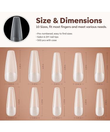Modelones 500Pcs Long Coffin Clear Nail Tips - Full Cover Nail Extension Kit - Buy Online on GoSupps.com