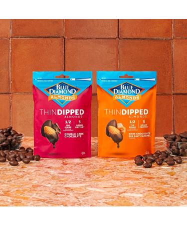 Blue Diamond Almonds Double Dark Chocolate Thin Dipped Snack Nuts 4 oz (Pack of 2) Bundle With a Snack Scout Lunch Bag - Buy Online on GoSupps.com