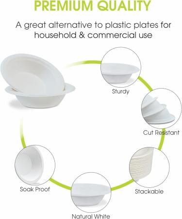 Eco-Craze Bagasse 12oz (360ml) Bowls Pack of 400 Sugarcane Fiber Disposable Bulk Paper Bowls for Party Biodegradable Bowls for Soup Milk Cereals Snacks Salads 12 oz (360 ml) 400 - Buy Online on GoSupps.com