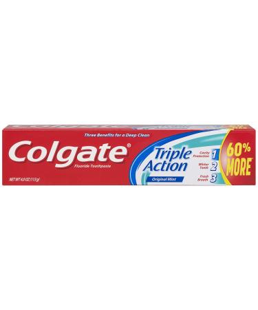 Colgate Triple Action Toothpaste Mint - 4 ounce (Pack of 6)