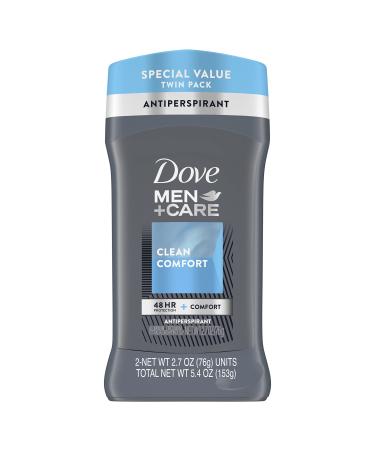 Dove Men+Care Antiperspirant Deodorant 48-Hour Wetness Protection Clean Comfort Non-Irritant Deodorant for Men 2.7 oz 2 Count Subtle 2.7 Ounce (Pack of 2)