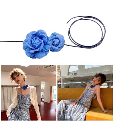 Southjieling Adjustable Flower Choker Necklace | Elegant Rose Choker for Girls & Women | Fashionable Dark Rope Accessories - International Shipping Available - Buy Online on GoSupps.com