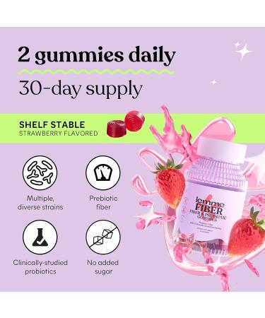 Lemme Fiber & Probiotic Gummies for Adults Promotes Regularity & Digestive Health No Sugar Added Strawberry Flavor 4g Prebiotic Fiber & Clinically Studied Probiotic Strains (60 Count) - Buy Online on GoSupps.com