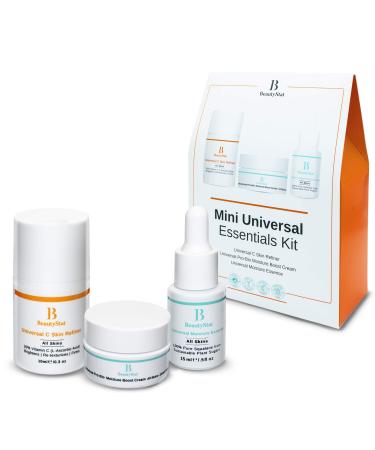 BeautyStat Mini Universal Essentials Skin Care Kit - 3 in 1: Universal C Skin Refiner + Universal Pro Bio Moisture Boost Cream + Universal Moisture Essence | Created by a Veteran Cosmetic Chemist