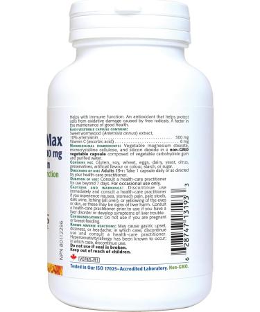 New Roots Herbal - Sweet Wormwood Max 60 Capsules - Artemisia annua 500 mg - 10% Artemisinin with Vitamin C 6 mg - Supports Immune System Function and Promotes Balance - Dietary Supplement for Adults - Buy Online on GoSupps.com