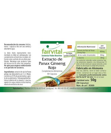 Fairvital | Panax Red Ginseng Extract 400mg 90 Capsules - Korean Ginseng - C.A. Meyer - Buy Online on GoSupps.com