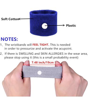 Plus Size Wide Wrists Anti-Sickness Wristbands - 2 Pairs Motion Sickness Relief Bands for Car, Sea, Cruise, Flying, Pregnancy - Black+Blue - Buy Online on GoSupps.com