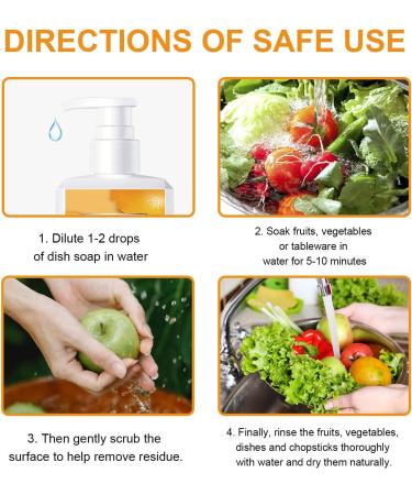 Fruit and Vegetable Wash Dishwashing Liquid Dish Soap Natural Dish Detergent Liquid Kitchen Vegetable Cleaner 1 Bottle - Buy Online on GoSupps.com