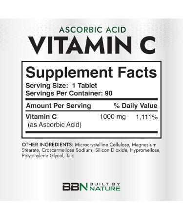 Built by Nature Vitamin C 1000mg High Potency Immune Support Supplement Vitamina C Antioxidant for Women & Men Supports Energy Skin & Collagen - 90 Tablets - Buy Online on GoSupps.com