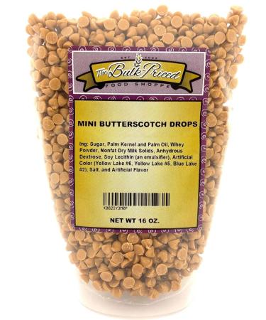 Mini Butterscotch Drops, Bulk Size, Baking Chips (1 lb. Resealable Zip Lock Stand Up Bag)