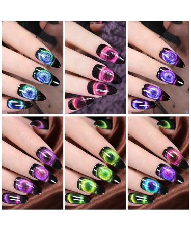 MIZHSE 9D Cat Eye Gel Nail Polish Set | Chameleon Magnetic Effect | 10ml (9D Collection 1) 6Pcs - Buy Online on GoSupps.com