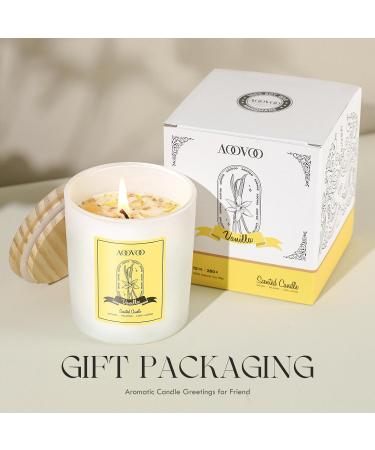 AOOVOO Vanilla Candles - Scented 10oz Natural Soy Wax Candles with Crystals | Perfect Gift for Women & Men | 60H Burn Time - Ideal for Birthdays & Christmas - Buy Online on GoSupps.com