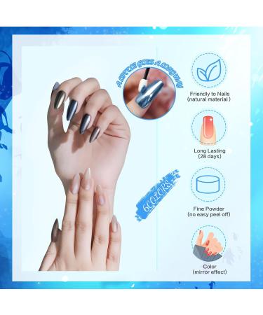 Bishengyf Chrome Nail Powder - Super Mirror Effect | Upgraded Metallic Nail Pigments for Art & Design | High Capacity 2g Blue - Buy Online on GoSupps.com
