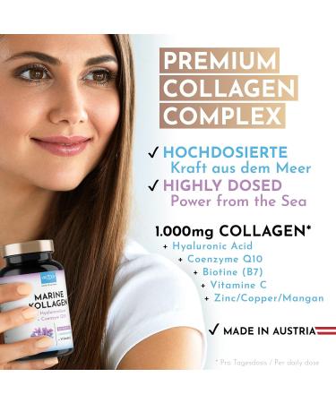 Premium Marine Collagen Kombo 1000mg + Q10 | Hyaluronic Acid Vitamins & Minerals for Healthier Skin & Hair | Made in Austria by Vroody - Buy Online on GoSupps.com