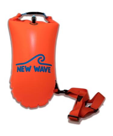 New Wave Swim Buoy for Open Water Swimmers and Triathletes - Light and Visible Float for Safe Training and Racing - Nylon TPU Orange Nylon-TPU 15L