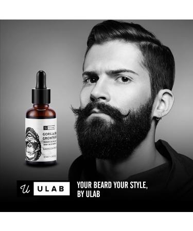 uLab Gorilla Beard Oil - 30ml Natural Daily Hair Growth Formula for Men's Beards and Facial Hair - Buy Online on GoSupps.com
