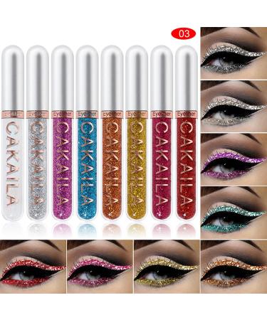 Go Ho 8 Colors Glitter Liquid Eyeliner Set - Colorful, High Pigmented, Long-lasting Waterproof Eyeliners for Women (03) - Buy Online on GoSupps.com