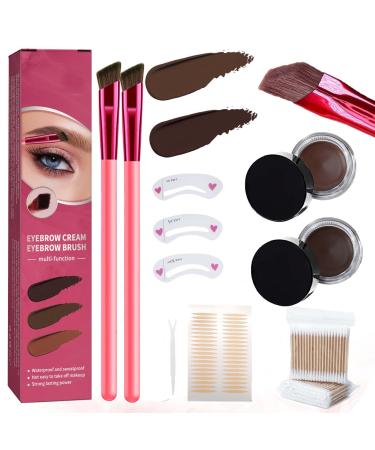EZGHAR Home Eyebrow Care Kit 4d Laminated 4D Laminated Brow Home-Grooming Kit Multi-function Eyebrow Concealer Contour Brush 4D Hair Stroke Brow Stamp Brush-Waterproof and Long Lasting (2PCS-B)