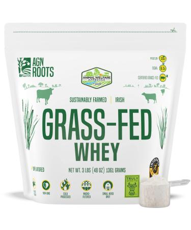 AGN Roots Grass Fed Whey Protein Isolate Powder - Unflavored - Unsweetened - Certified Brand List ASPCA - Certified Entire Life On Pasture Grass Fed - Certified by A Greener World and Informed Sport