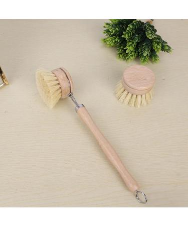 Bamboo Dish Brush with Handle - 4 Replacement Heads | Eco Brosse Vaisselle | Dish Scrub Brush | Dish Scrubber Brush | Vegetable Brush | Bamboo Wok Brush for Cleaning Kitchen Utensils - Buy Online on GoSupps.com