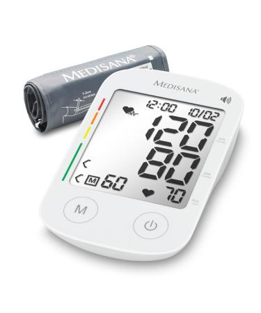 Medisana BU 535 Voice upper arm blood pressure monitor precise blood pressure and pulse measurement with memory function and voice output traffic light scale function to display an irregular heartbeat voice output and instructions in the languages: GB GR 