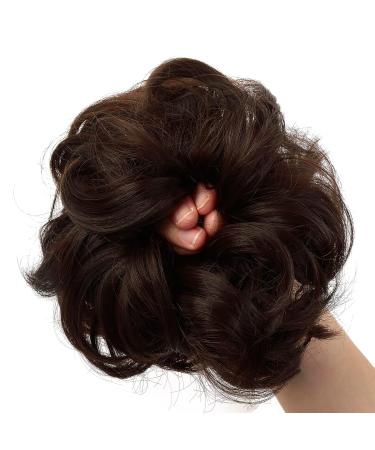 Juikoumn Dark Brown Messy Bun Hair Piece 100% Human Hair | Curly Hair Extensions Scrunchies Updo for Women and Girls - Buy Online on GoSupps.com