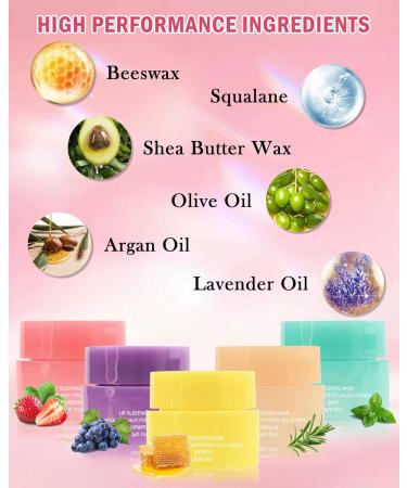 Lip Sleeping Mask Set-5 Pcs Moisturize & Nourish Lip Balm Hydration for Dry Cracked Lip Deep Hydrating Lip Moisturizer Overnight Lip Mask Lip Scrub Softening Exfoliator Christmas Lip Care Gift Kit 1 count (Pack of 5) - Buy Online on GoSupps.com