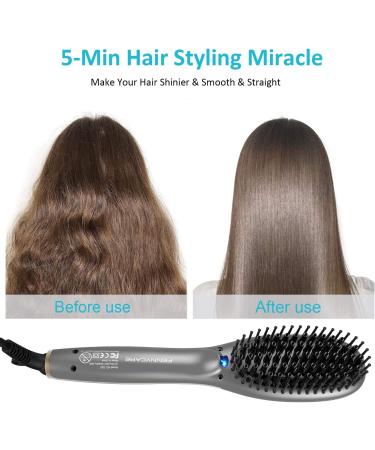 Ionic Hair Straightener Brush - Enhanced 8 Heat Levels for Silky Hair Fast Heating Anti-Scald & Safe Portable Brush - Buy Internationally - Buy Online on GoSupps.com