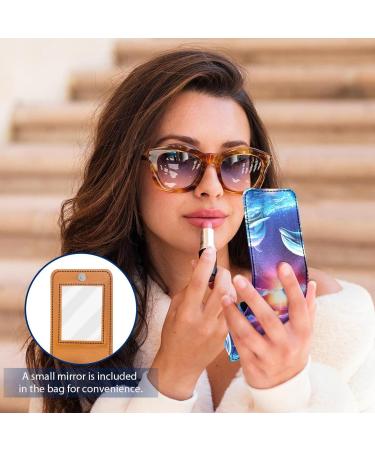 Premium Leather Lipstick Case Organizer with Mirror - Mini Lipstick Holder Bag - Whales Kiss Ocean Moon Design - Buy Online on GoSupps.com