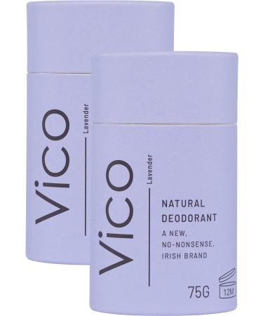 Vico Natural Plastic Free Deodorant Stick 2.65 Oz Lavender (2-Pack) - Effective Odor Protection Plastic Free Vegan Cruelty Free Unisex Men Women Lavender 2 Pack