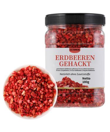 ULTHMOK Freeze-dried chopped strawberries pure and natural dried strawberries snacks dessert decoration 180g